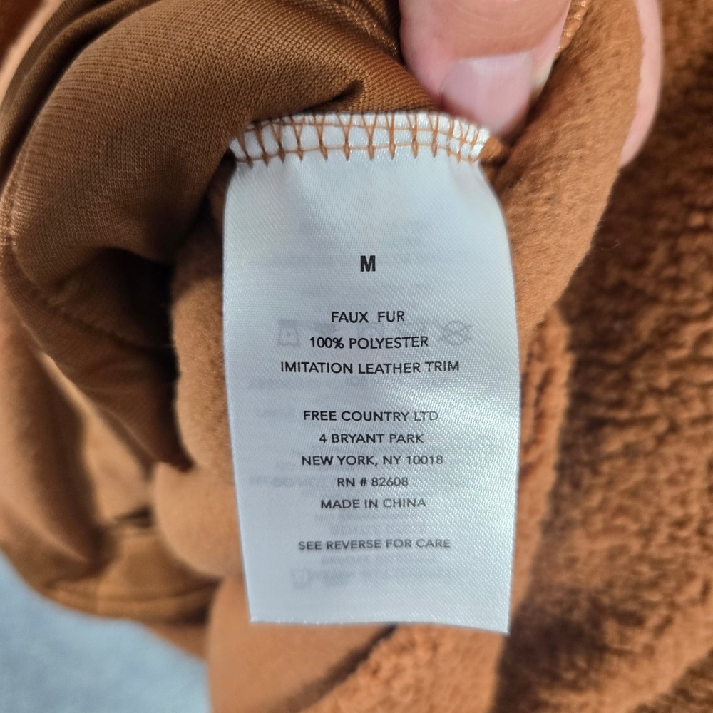 Free Country Women Copper Brown Teddy Fleece Medium Button Down Jacket New - Picture 7 of 7